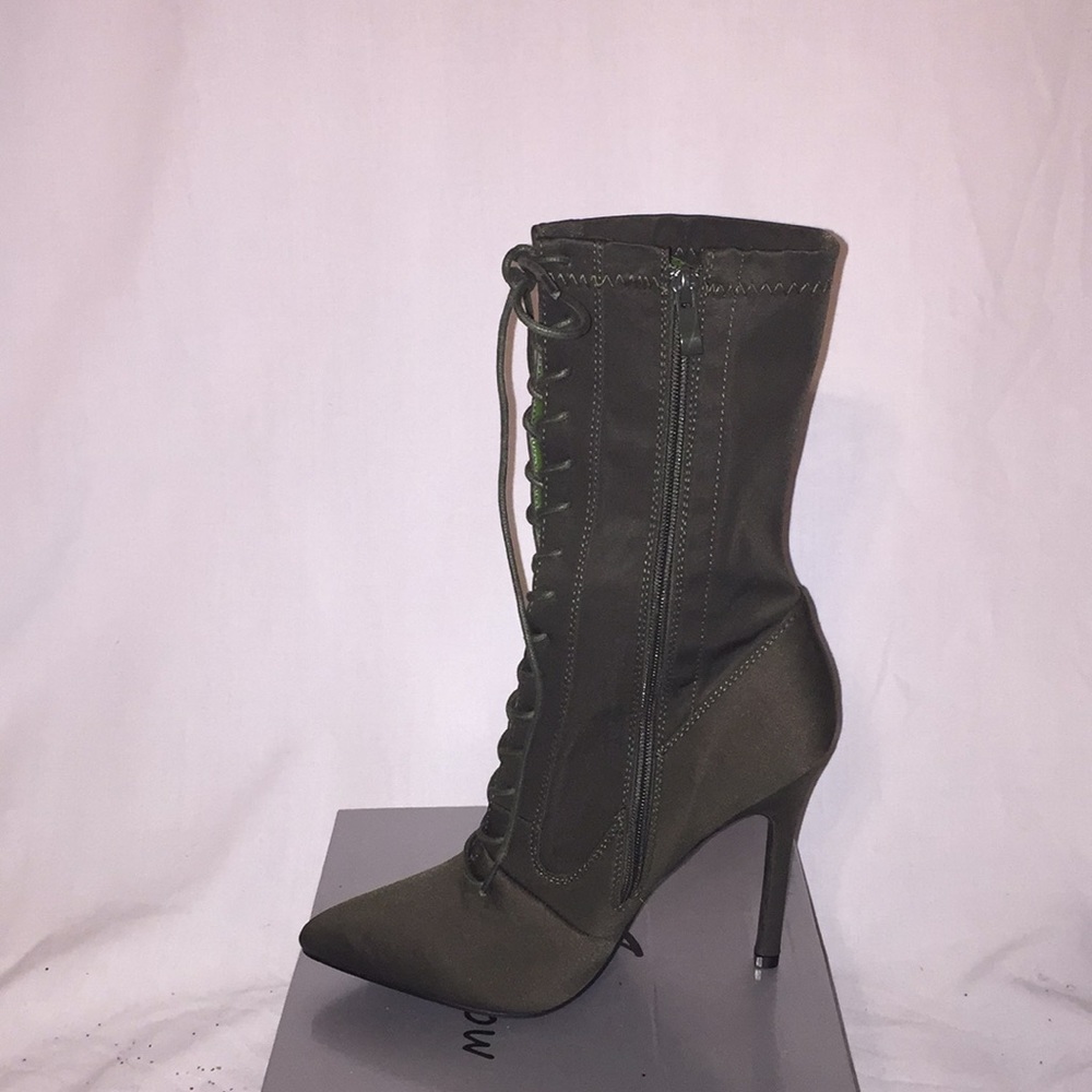 High heel Military green boots or booties - Picture 5 of 7